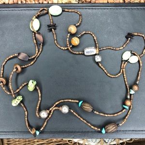 Retired Silpada Wood/Copper/Blue-Green Necklace